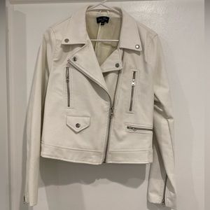 NWOT White Leather Jacket